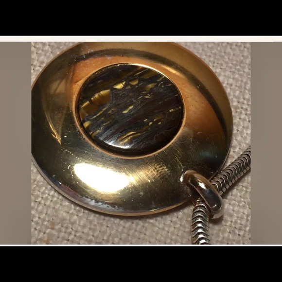 VTG GROSSE GERMANY SILVER TIGER EYE NECKLACE - Picture 5 of 8